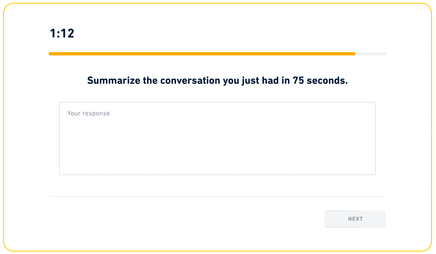 "Summarize the Conversation" question type on the Duolingo English Test