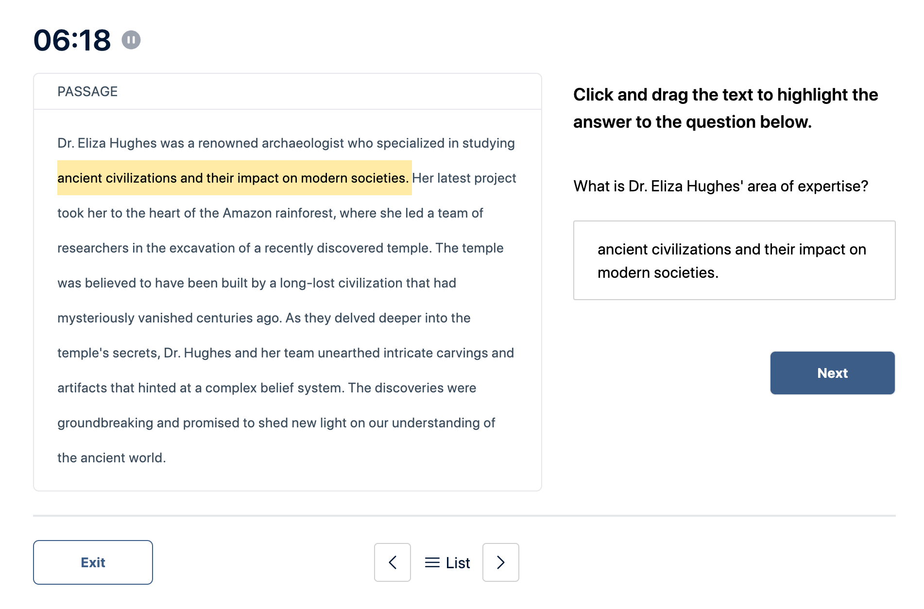 Duolingo English Test "Interactive Reading" Model Answer 16