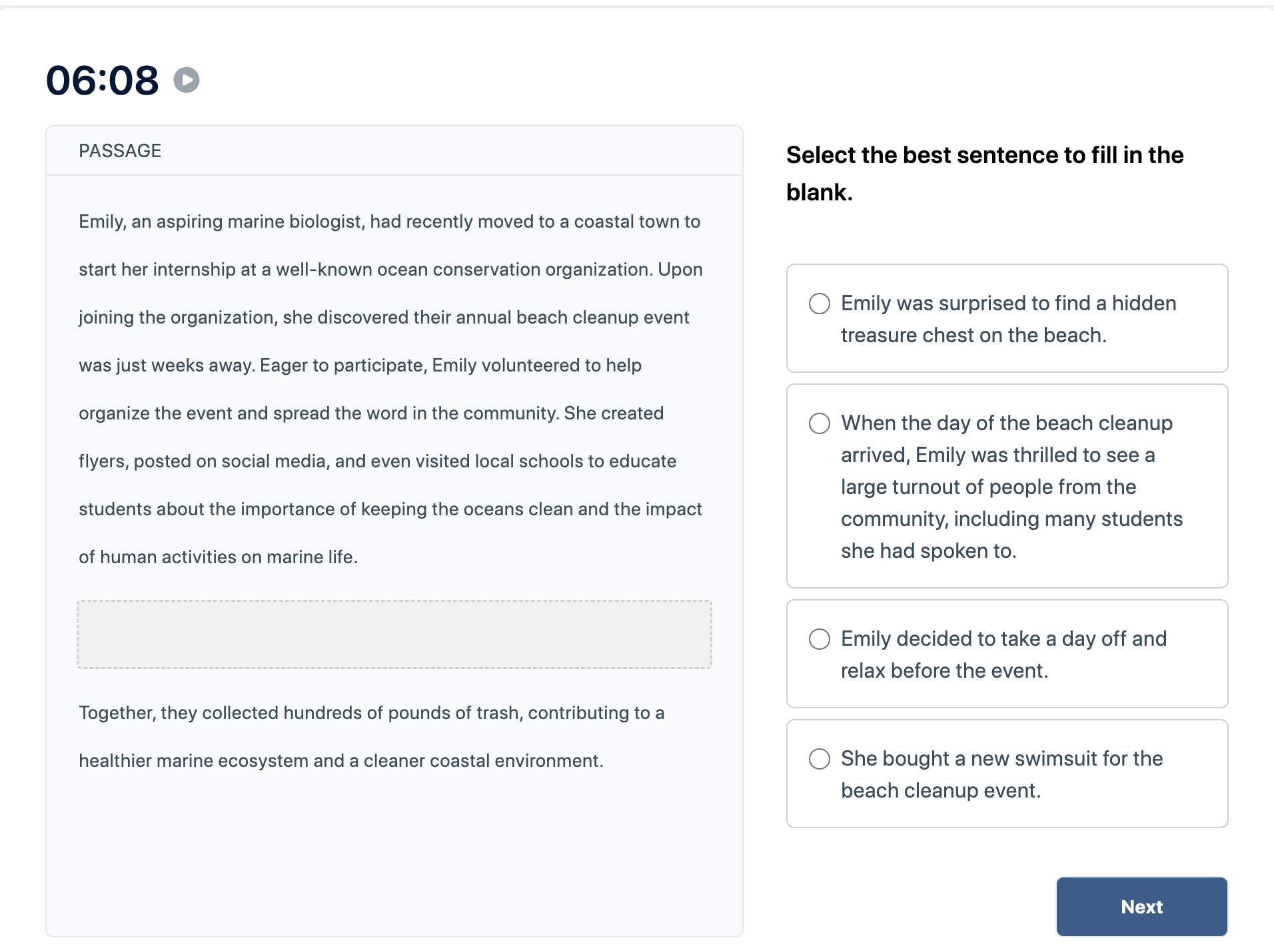 Duolingo English Test "Interactive Reading" Practice Question 2