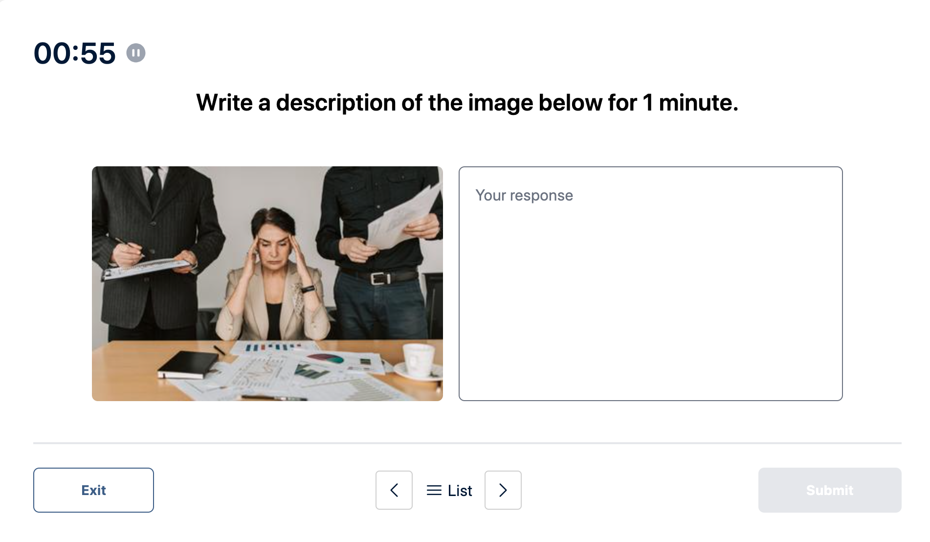 Duolingo English Test "Write about the Photo" Practice Question 11