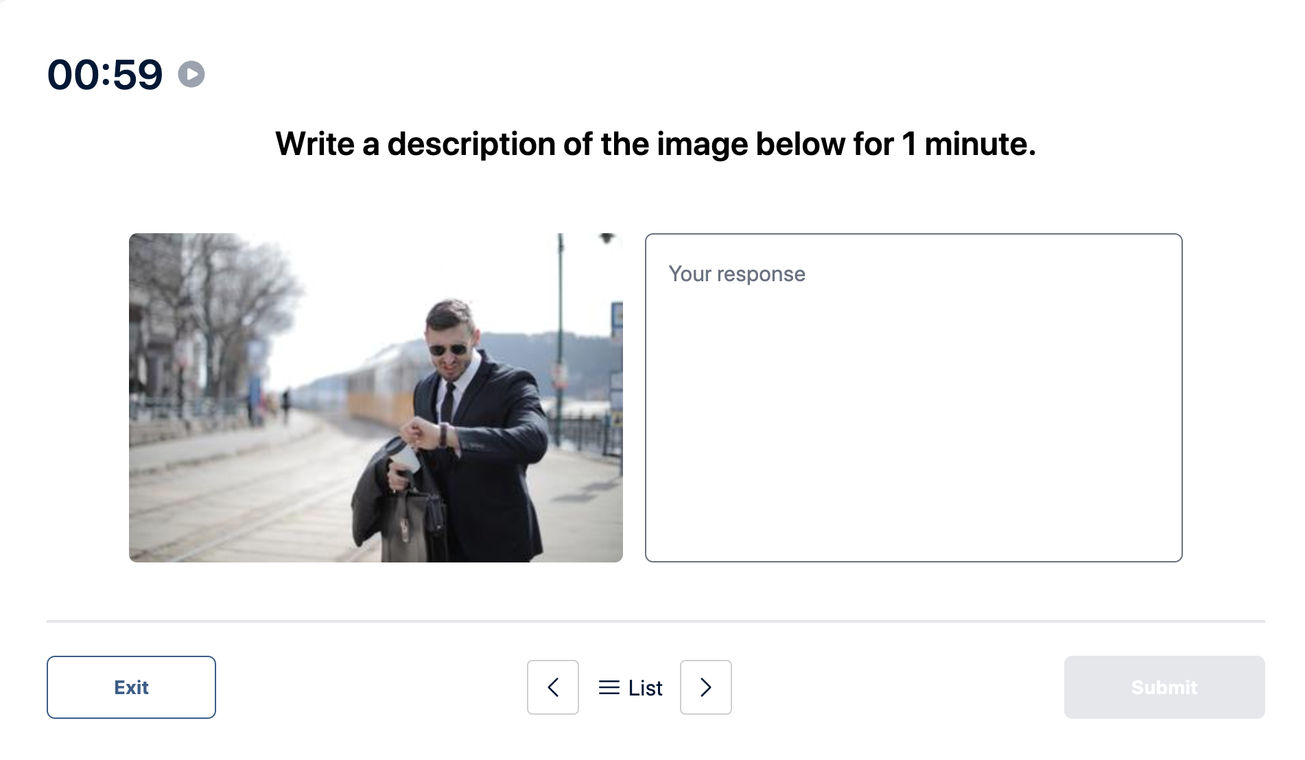 Duolingo English Test "Write about the Photo" Practice Question 4