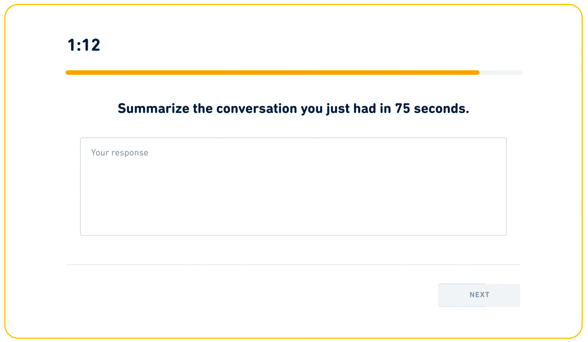 Tipo de pergunta "Listen and Respond" no teste de inglês do Duolingo