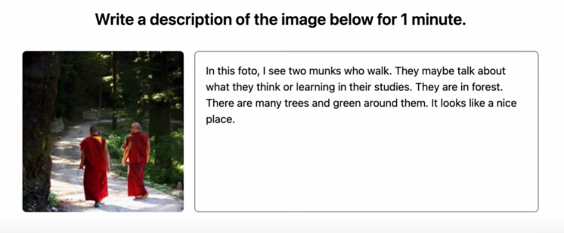 Example "Picture Description" question in Arno