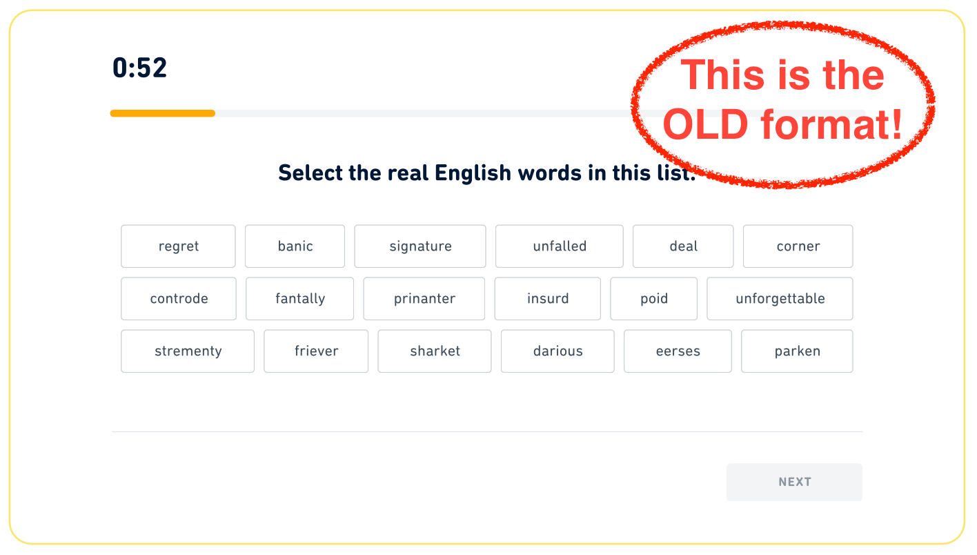 The old "Read and Select" format on the Duolingo English Test
