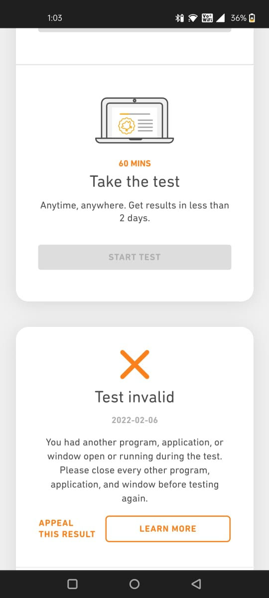 test invalid
