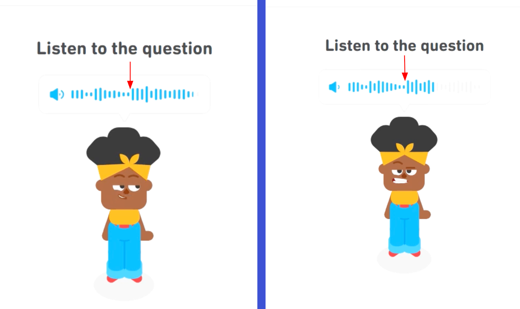 Screenshot showing examples of the "big spike" where the question you need to respond to begins