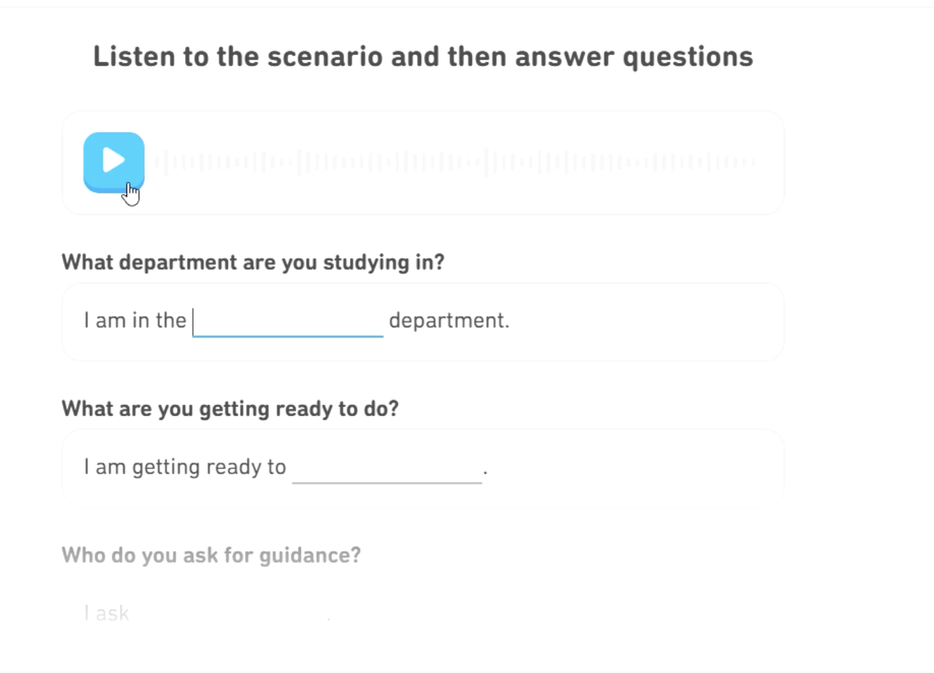 "Listen and Complete" questions on the Duolingo English Test