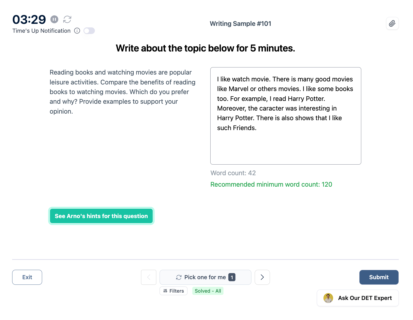 Writing Sample - Guide to Duolingo English Test Question (2026)