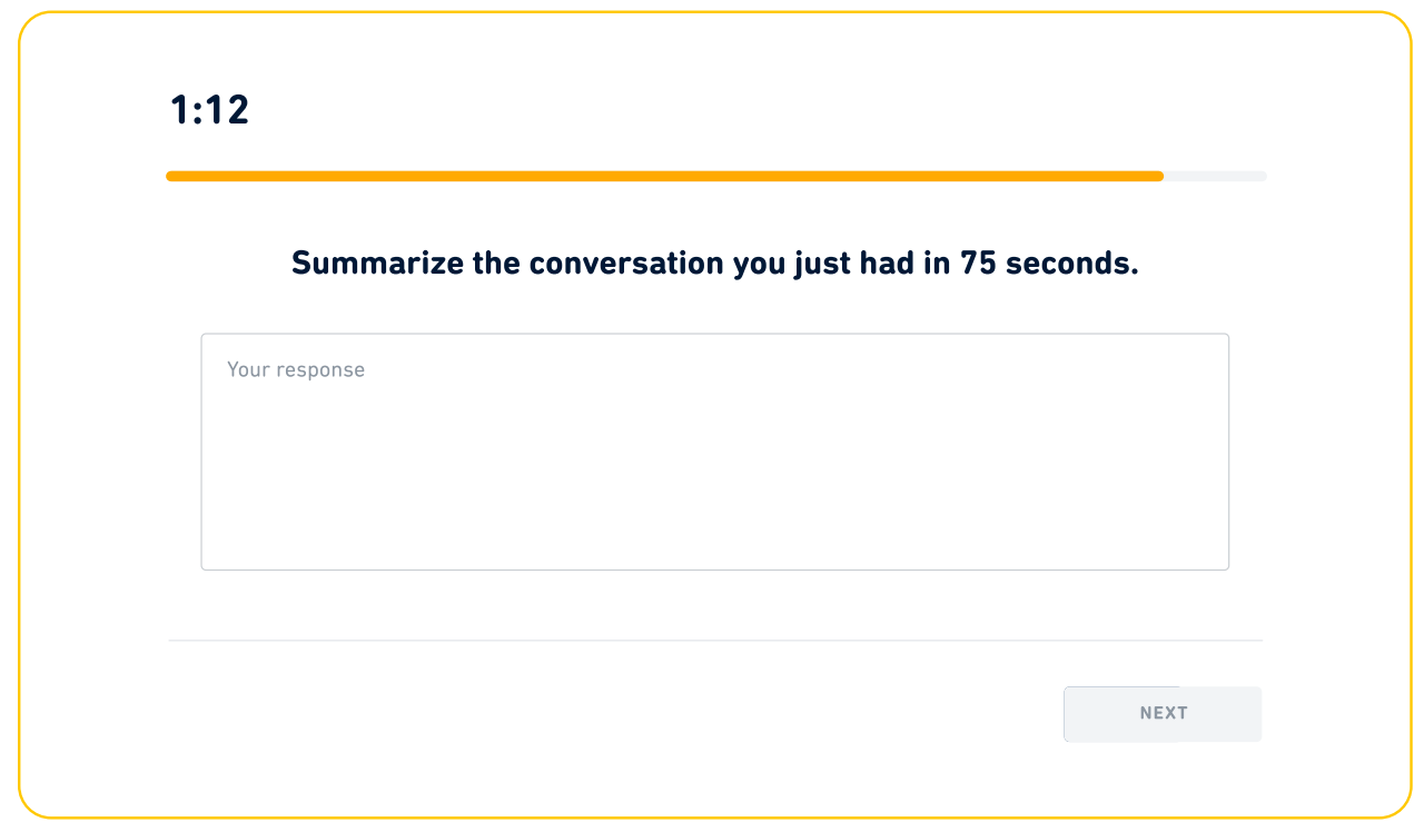 Screenshot of Summarize the Conversation on the Duolingo English Test