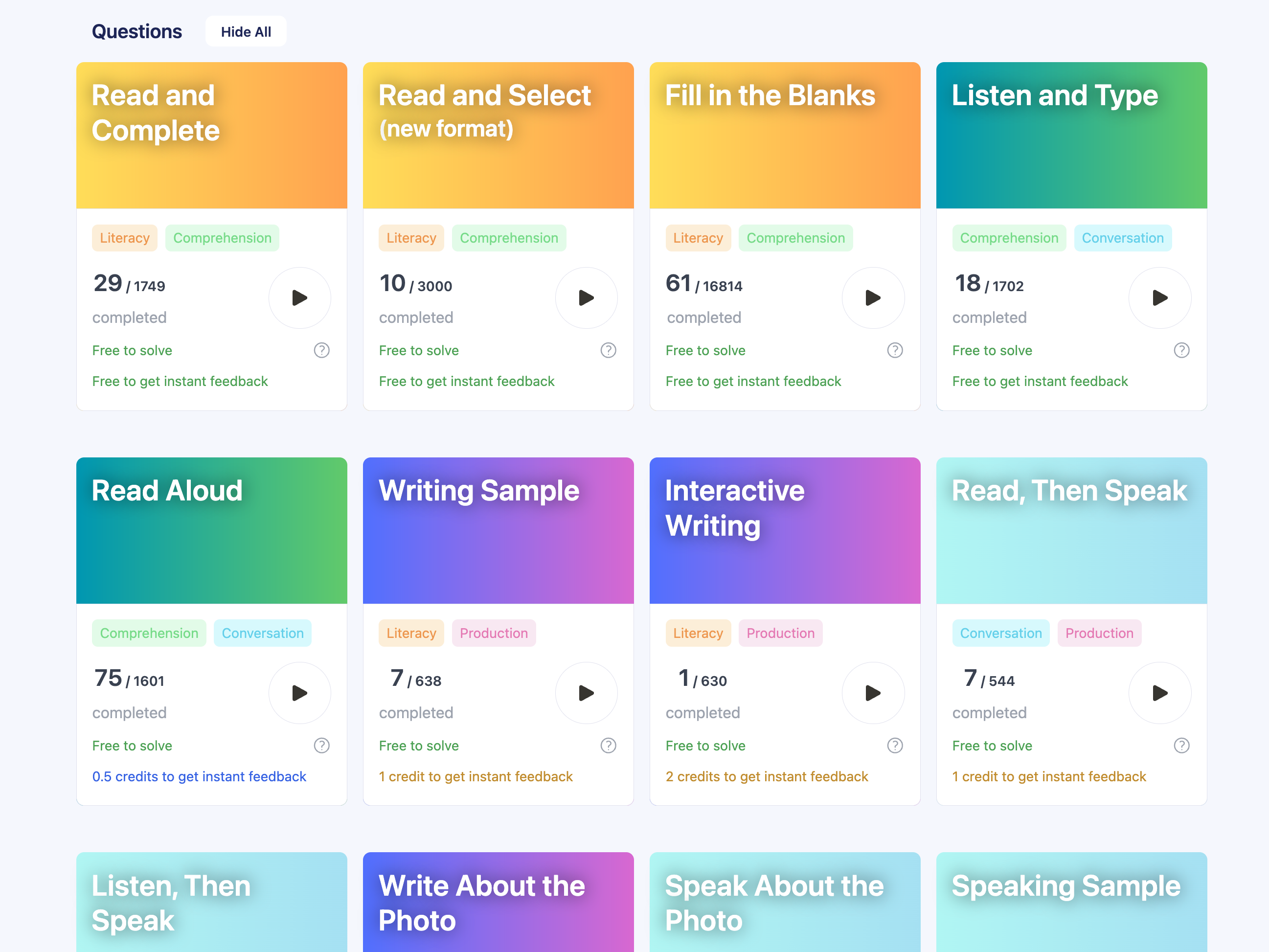 Free & Unlimited Practice Interface